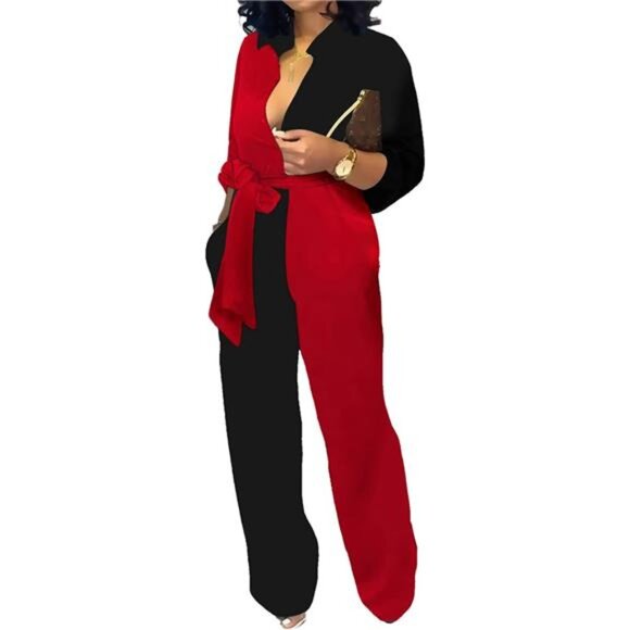 Elegant Business Casual Button Down Jumpsuit - Picture 1 of 5